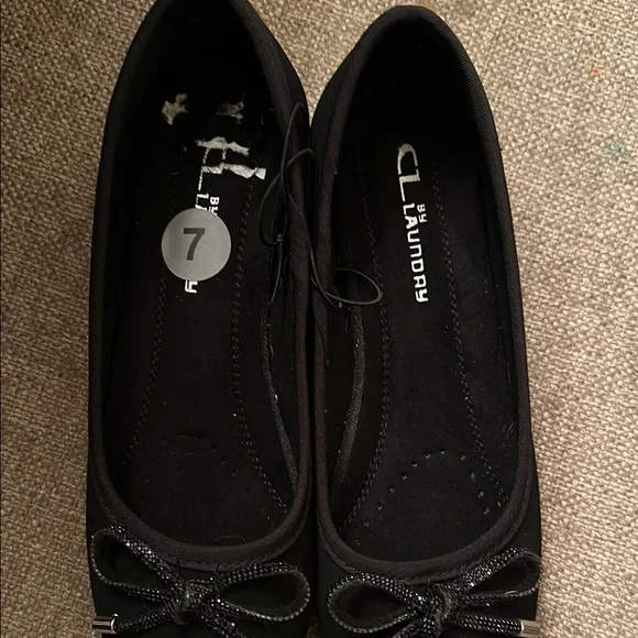 Chinese Laundry Black Faux Suede Ballet wedge with Bow - Picture 7 of 8